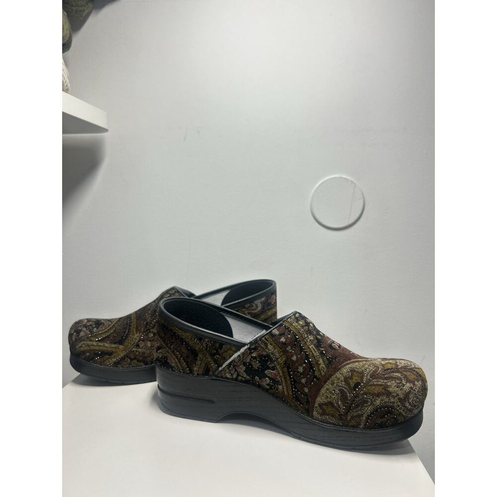 Dansko Paisley Tapestry Brown jewel Clogs size EU 40 US 9 Retro 70s Boho nurse - Picture 6 of 14